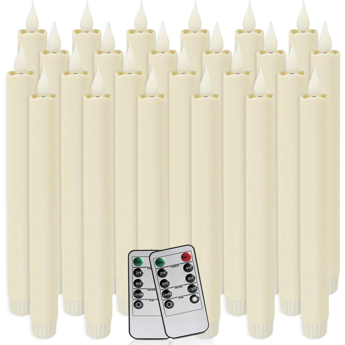 24-Pack Flameless Taper Candles, 9.25 Inch Battery Operated LED Candlesticks with Remote & Timer - Realistic Flickering Flame, Warm Ivory, Safe Smokeless for Wedding Christmas Church Party Home Decor