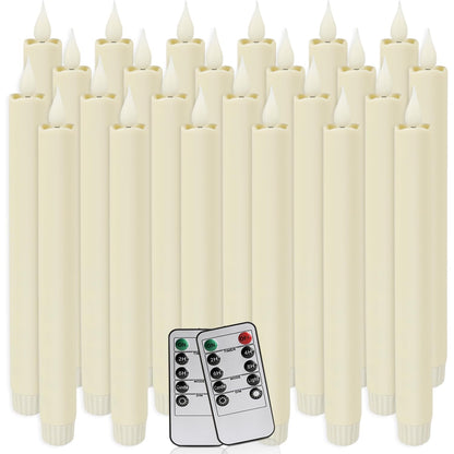 24-Pack Flameless Taper Candles, 9.25 Inch Battery Operated LED Candlesticks with Remote & Timer - Realistic Flickering Flame, Warm Ivory, Safe Smokeless for Wedding Christmas Church Party Home Decor