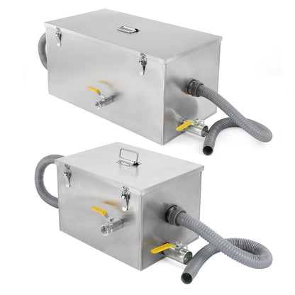 BEAMNOVA Commercial Grease Trap 25lbs + 8lbs Stainless Steel Interceptor, Side Inlet for Restaurant Home Kitchen Tools