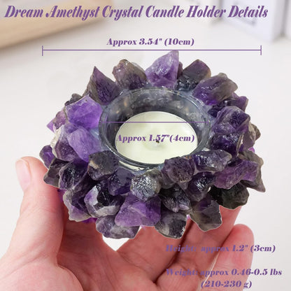 Erliway Natural Raw Dream Amethyst Crystals, Raw Crystal Tealight Candle Holder Crystal Stone Candle Stand High Energy Geode Votive with Healing Effects (Not Included Candle)