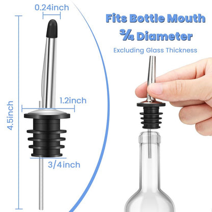 24 Pack Liquor Pour Spouts Set - Stainless Steel bottle spout and Liquor Pourers Dust Caps Covers