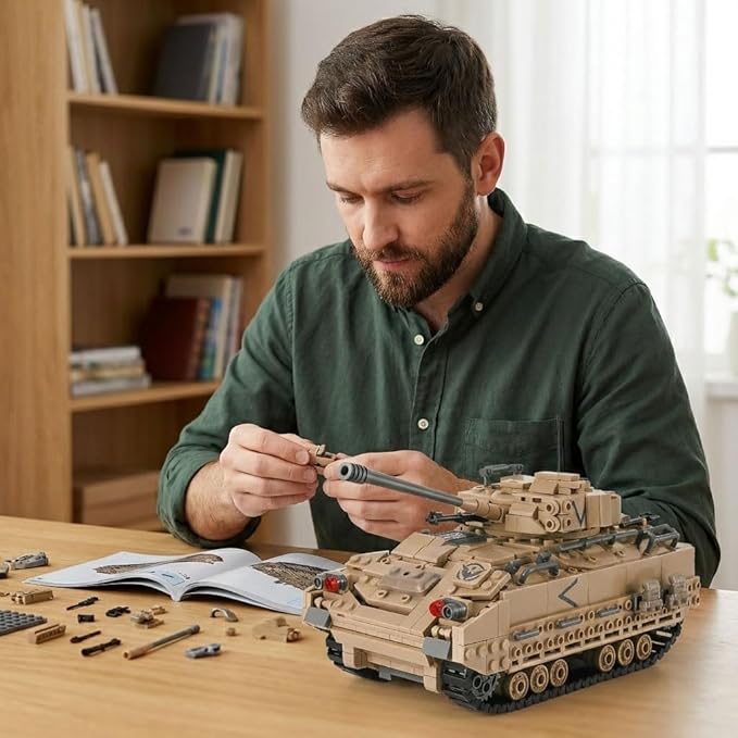 M2 Bradley Tank Toy Building Set Infantry Fighting Vehicle Sparks Hours of Military Adventure Play Army Tank Toy Building Set for Teens and Adults Compatible with Lego Sets (1350 Pieces)