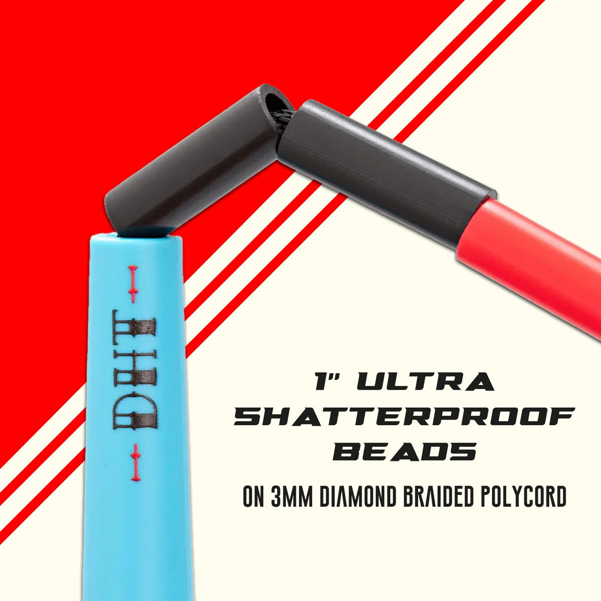 Elite Jumps - Do Hard Things Edge Beaded Jump Rope - For All Ages - Durable & Lightweight - 10ft Long Adjustable Rope - Tangle-Free - Shatterproof 1” Beads - Long Edge Handles - Canary