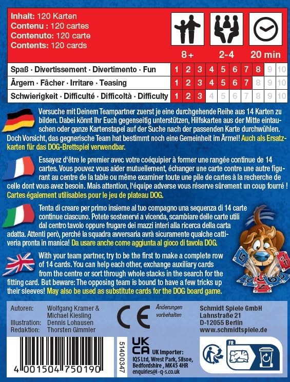 Schmidt Spiele 75019 Dog - Cards Family Game