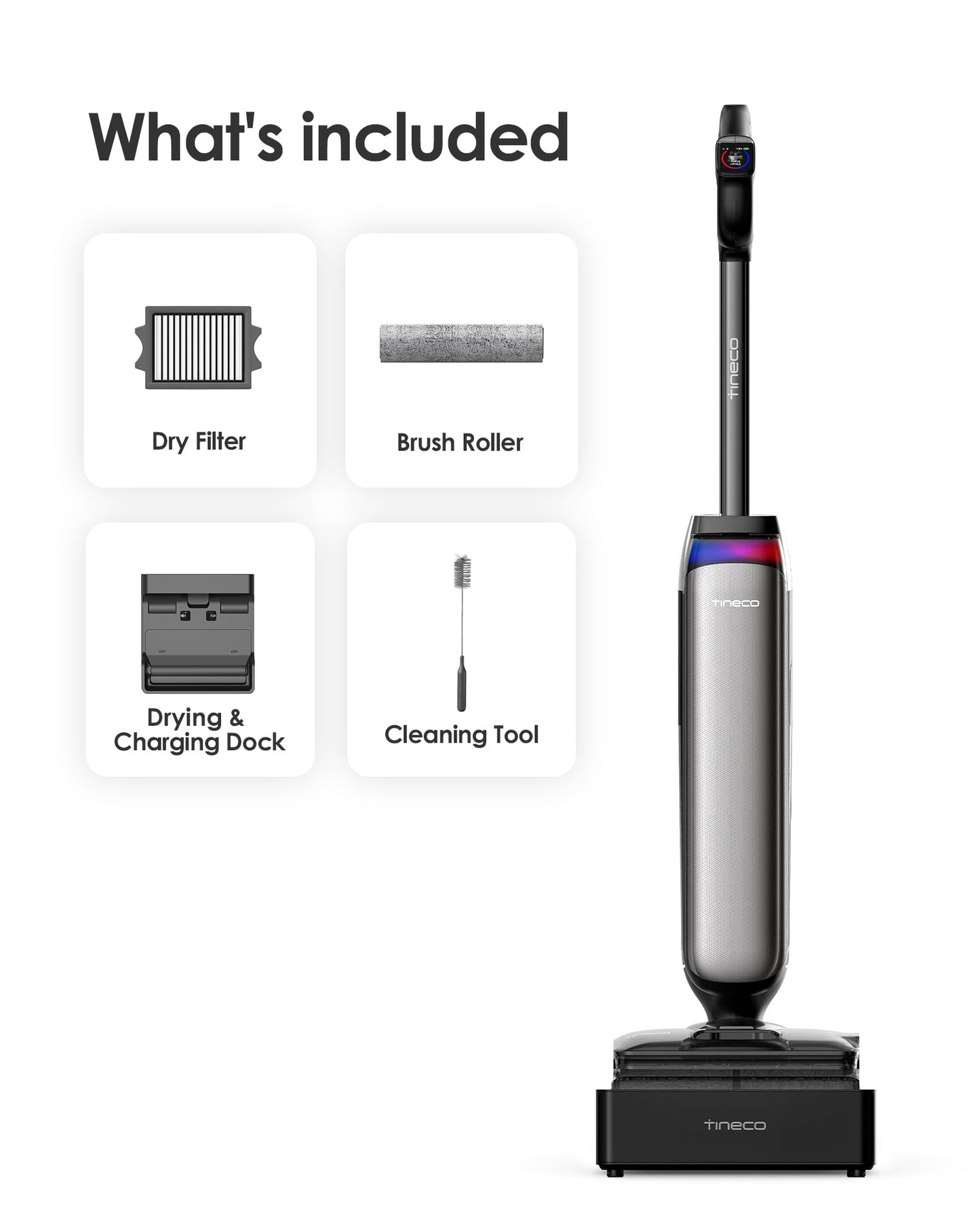 Tineco Floor One S9 Artist Steam Wet Dry Vacuum Cleaner, High-Temp Steam Cleaning, 22kPa Suction, 360° SmoothDrive, Anti-Tangle Design, 185°F Flashdry, Long Runtime, 180° Lay-Flat