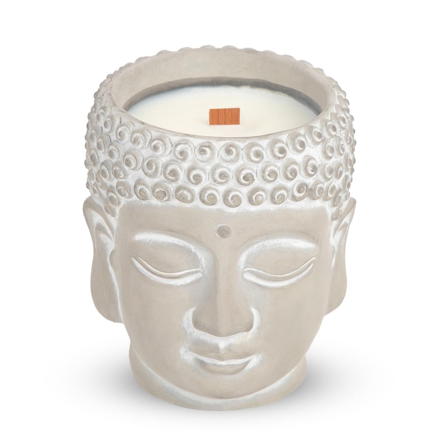 Feng Shui Meditation Buddha Candle 8oz - Wood Wick Soy Wax with Crackling Sound, Smoky Oud Scent for Positive Energy, Yoga Home Decor Spa Gift (49-Hour Burn)