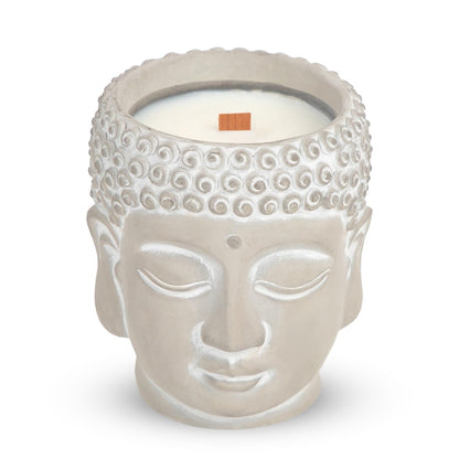 Feng Shui Meditation Buddha Candle 8oz - Wood Wick Soy Wax with Crackling Sound, Smoky Oud Scent for Positive Energy, Yoga Home Decor Spa Gift (49-Hour Burn)