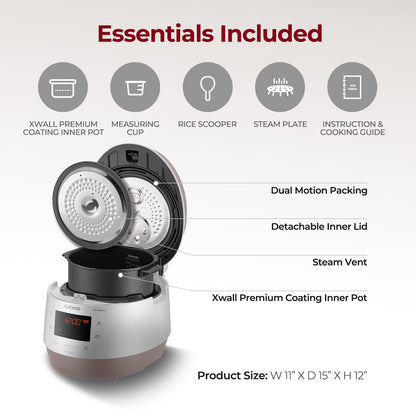 CUCKOO Electric Pressure Cooker 5QT, Versatile Slow Cooker with 10 Menu Options, High Pressure Food Steamer for Cooking, Instant Multicooker with Stainless Steel Non-Stick Inner Pot (CMC-QSB501S)