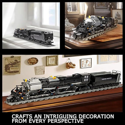 Big Boy Steam Train Model Kit BIGBOY Locomotive Train Building Blocks Set with Train Tracks Display Set for Teenagers and Adults (1608 Pieces)