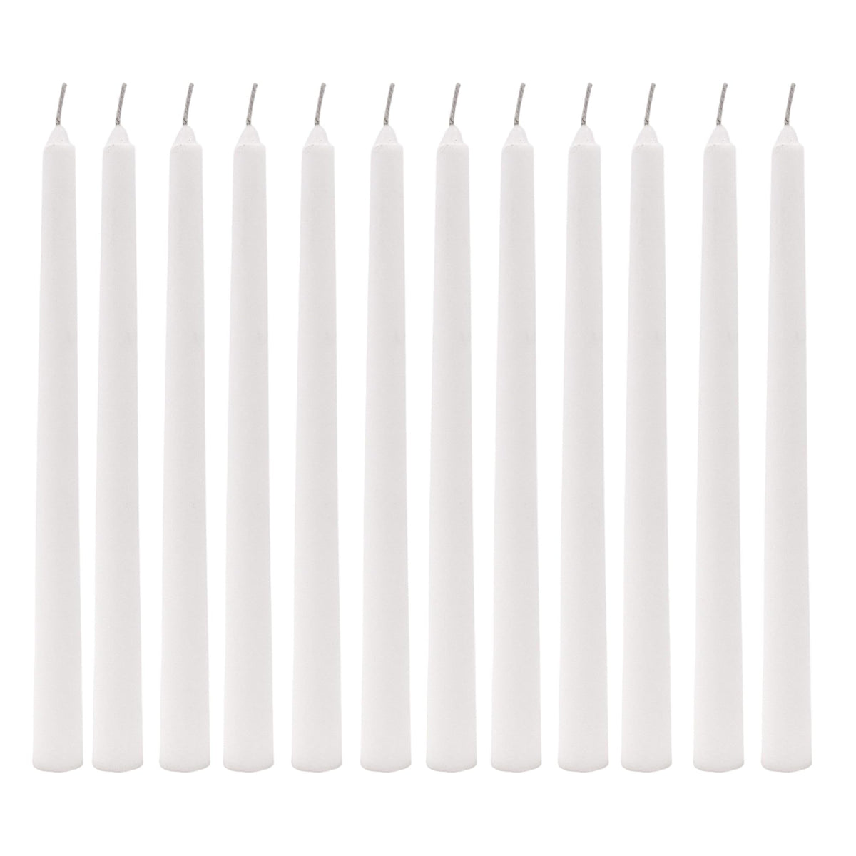 Hosley 12-Pack Unscented 10 Inch White Taper Candles, Premium Quality Smokeless, Dripless Candle Sticks for Home Décor, Restaurant, Church, Weddings & Parties
