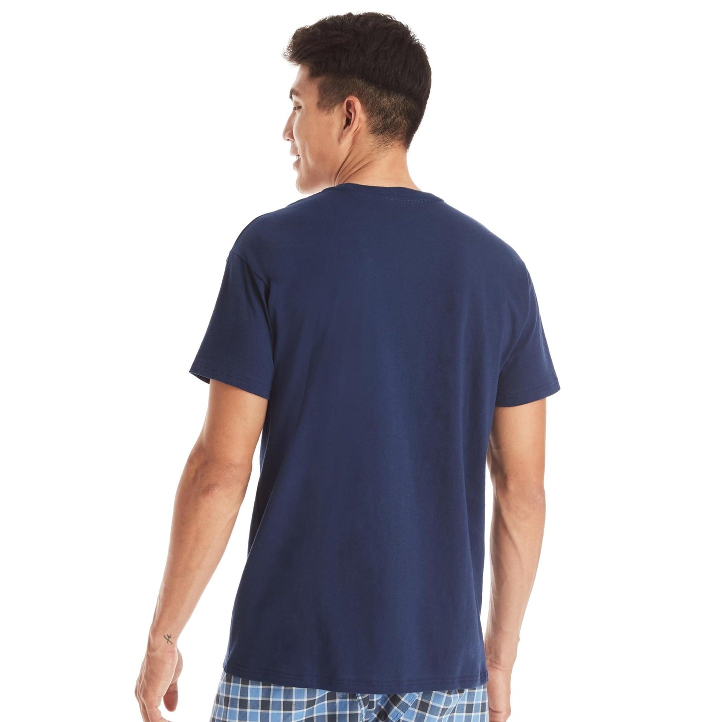 Hanes Men's T-Shirt, Moisture-Wicking Cotton Crewneck Pocket Tees, 6-Pack, Grey Heather, Black, Hiker Green, White, Navy, Blue