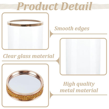BEUNITONE 2PCS Gold Candle Holder, Hurricane Glass Candle Holders, 4.2 x 6.3 Elegant Pillar Candle Holders, Metal Candlesticks Holder with Candle Jars for Coffee Dining Table, Wedding Centerpieces