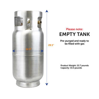 Flame King 33.5lb Aluminum Forklift Propane Tank with Gauge, DOT and TC Compliant, Lightweight, Rugged-Designed