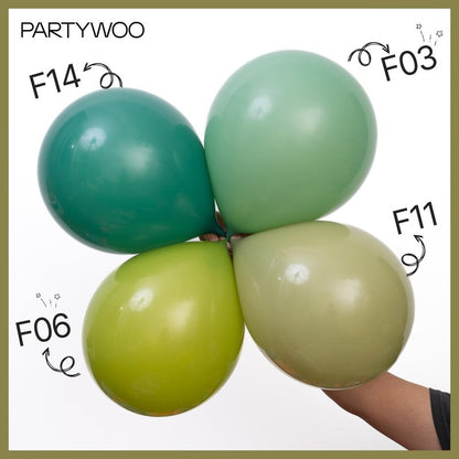 PartyWoo Sage Green Balloons 155pcs Different Sizes of 18 12 10 5 Inch Olive Boho Green Latex Balloon Arch Kit for Wedding Birthday Dinosaur Jungle Golf Football Theme Party Decorations Green-F11