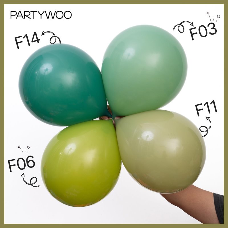 PartyWoo Sage Green Balloons 100pcs 12 Inch Olive Boho Green Latex Helium Balloons for Birthday Baby Shower Graduation Wedding Dinosaur Jungle Golf Football Baseball Theme Party Decorations Green-F11