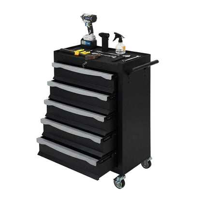 5-Drawer Tool Chest, Rolling Tool Cart, Large Capacity Tool Storage Cabinet with Keyed Locking and Drawer Liners, Link Buckle, and Can Be Combined to Large Cabinet Set, for Garage, Workshop, Warehouse