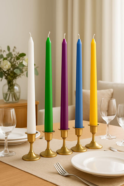 Dinil White Taper Candles - 110 Inch Unscented Dripless Smokeless Candlesticks Set of 4 | Perfect for Fall, Halloween, Thanksgiving, Dinner, Wedding and Party Decoration