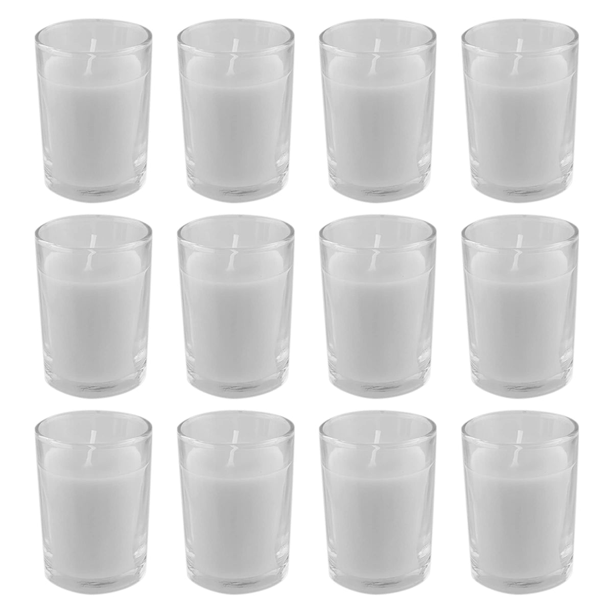 Mega Candles 12 pcs Unscented Glass White Container Candle, Votive Candles 12 Hour Burn Time 2 Inch x 2.5 Inch, Home Décor, Wedding Receptions, Occasions, Events, Festivities, Meditations, Prayers