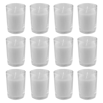Mega Candles 12 pcs Unscented Glass White Container Candle, Votive Candles 12 Hour Burn Time 2 Inch x 2.5 Inch, Home Décor, Wedding Receptions, Occasions, Events, Festivities, Meditations, Prayers
