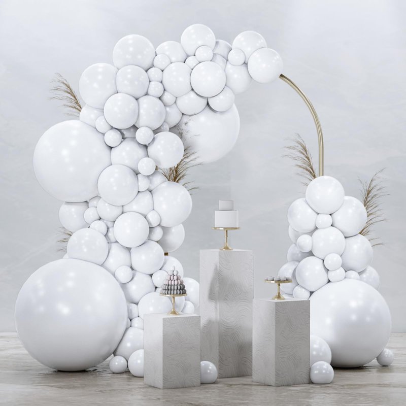 PartyWoo White Balloons 99pcs Different Sizes Pack of 36 18 12 10 5 Inch Matte White Latex Balloon Arch Kit Garland for Wedding Bridal Graduation Baby Shower Birthday Party Decorations White-Y13