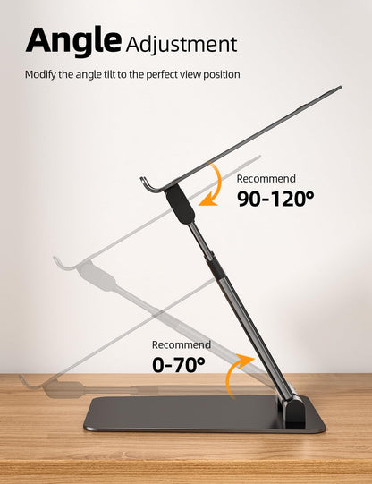 Nulaxy Height Adjustable Laptop Stand for Desk, Dual Foldable Aluminum Computer Riser, Pull Out Design Ergonomic Sit to Notebook Holder Convertor, Compatible with All 10-17" Laptops, Tablets, Gray