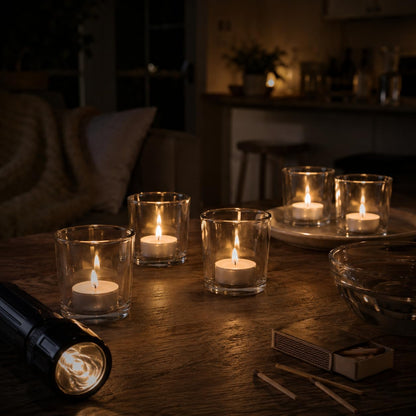Leor & Lair Bulk Tea Light Candles - 40 Pack - Unscented 4 Hour Tealight Candles Bulk for Weddings Emergencies Spa Decor Centerpieces Dinner & Parties