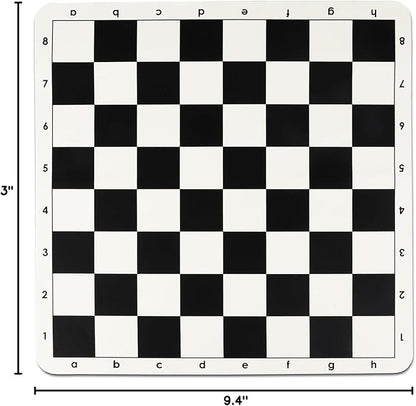 Tournament Chess Board 20 Inch Silicone Mat Black and White Squares with Mark