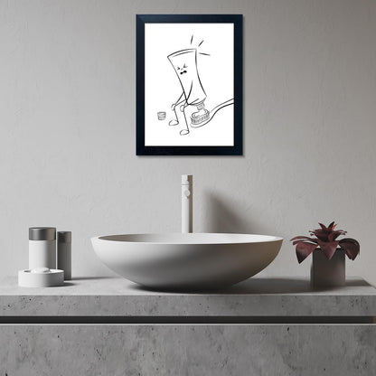 Regine Switzerland Black and White Bathroom Wall Art - Funny Toilet Decor Canvas Print | Minimalist Humor Design