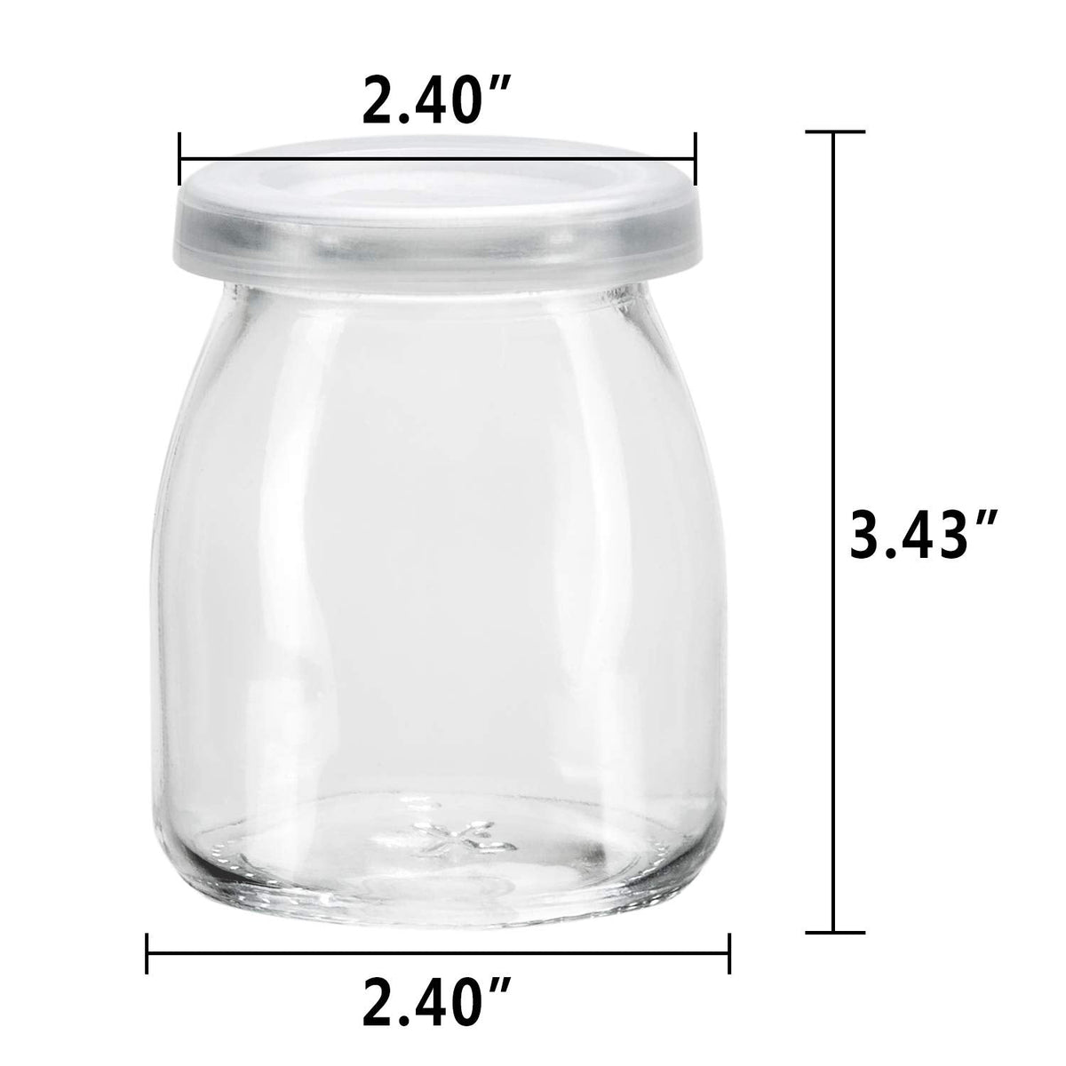 Encheng Glass Yogurt Container With Lids, 7 oz Clear Glass Jars With Lids(PE),Replacement Glass Pudding Yogurt Jars With Twine n Tag For Milk,Jams,Jelly,Mousse,Dishwaresafe 40 Pack