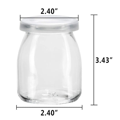Encheng Glass Yogurt Container With Lids, 7 oz Clear Glass Jars With Lids(PE),Replacement Glass Pudding Yogurt Jars With Twine n Tag For Milk,Jams,Jelly,Mousse,Dishwaresafe 40 Pack