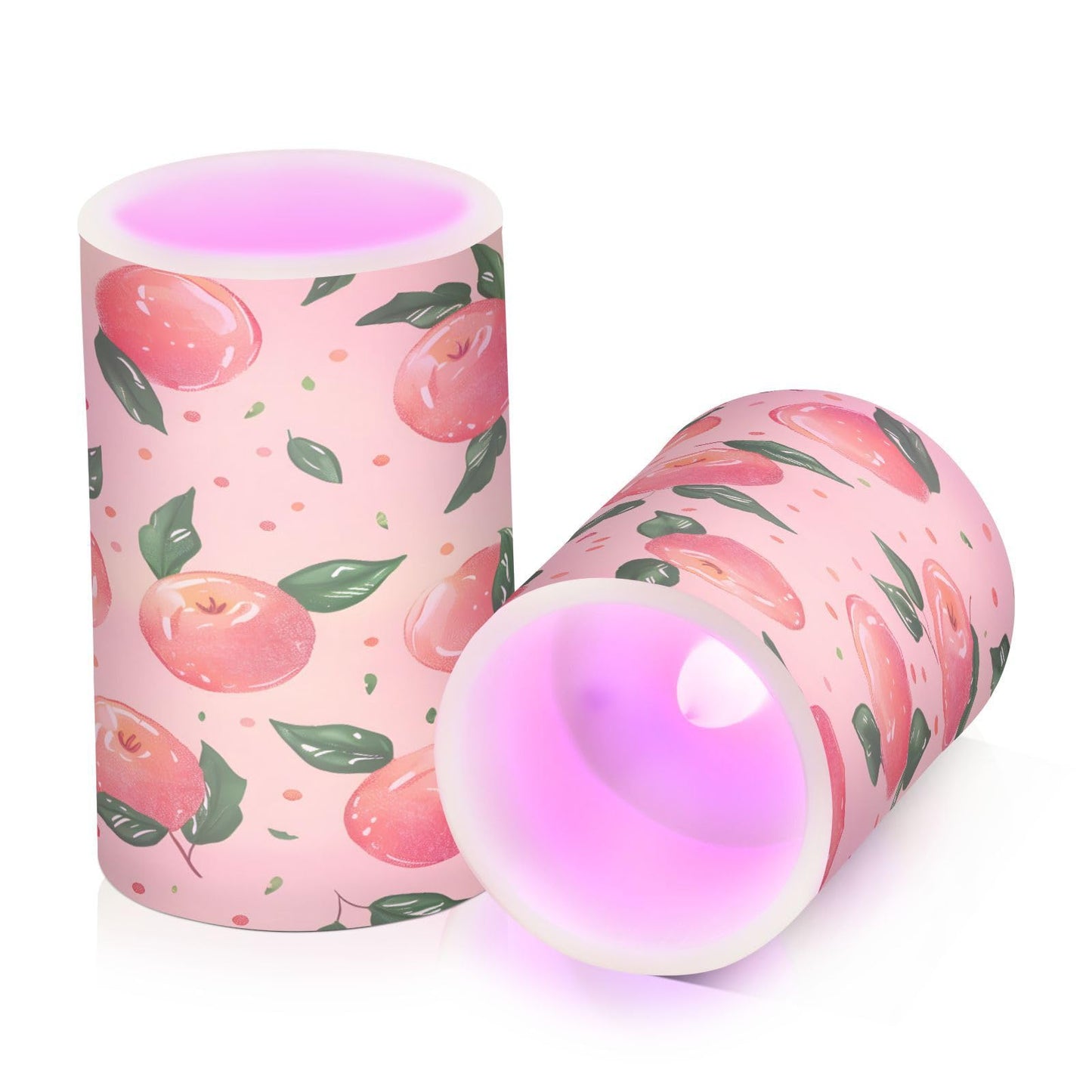 ALAZA Pink Peach Flickering Flameless Candles Battery Operated with Remote Timer,Tea Light Candles LED Pillar Votive Candles Set of 2 for Outdoor Indoor Decorations