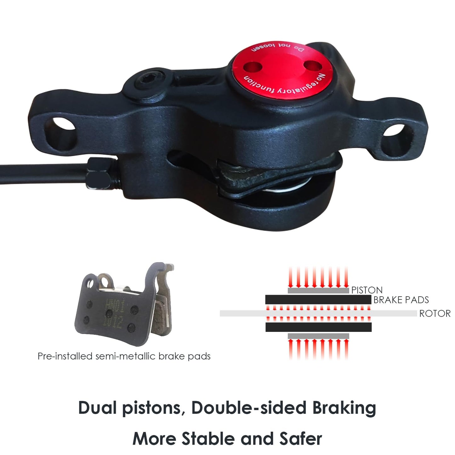 PeakRider Zoom eBike Hydraulic Brake Upgrade Kit – 2/3 PIN Male Waterproof Power-Off Sensor Connector, Pre-Bled Brake Levers & Calipers with 160mm Rotors