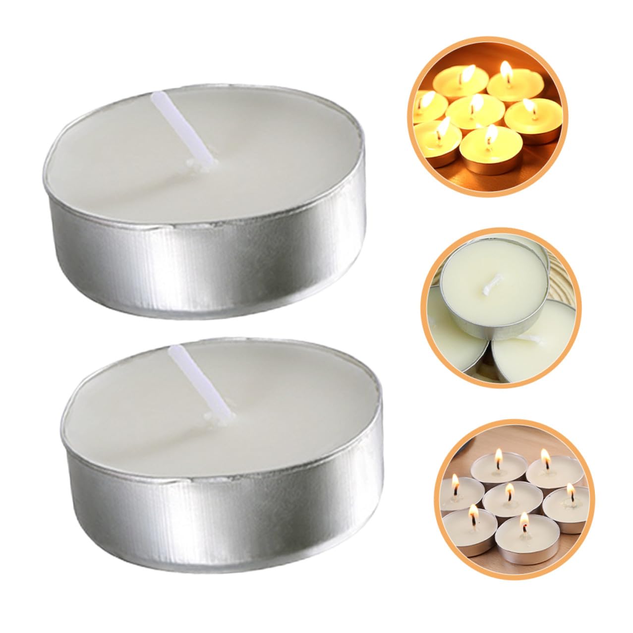 Garneck White Small Tealight Candles 50pcs Pack Unscented Round Wax Tea Lights for Wedding Engagement Party Home Décor Ceremony Lighting