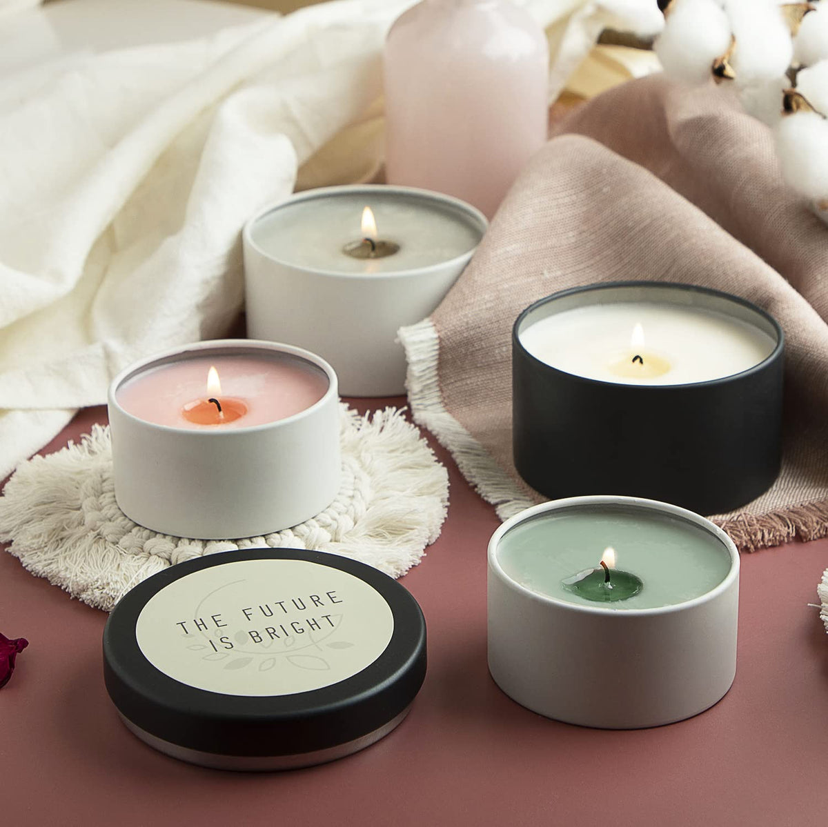 Hearth & Harbor Tin Candle Jars for Making Candles - DIY Candle Containers with Lids - Metal Candle Jars - Bulk Tins Storage for Candle - (12 Pieces) - (8 Ounces) - Solid Black and White