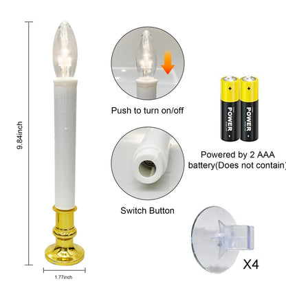 Oviejo 4 Pack Christmas Electric Candles, Electric Candle Lamps with Gold Base, Christmas Window Candles with 6-18 Timer On/Off for Home Table Weddings Holiday Decor