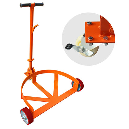 55 Gallon Drum Dolly, 1200 lbs Load Capacity, Adjustable Handle Barrel Dolly Cart with One 360° Swivel Lockable Wheel, Low Profile Steel Oil Drum Caddy for Warehouse, Workshop, Factory, Dump Station