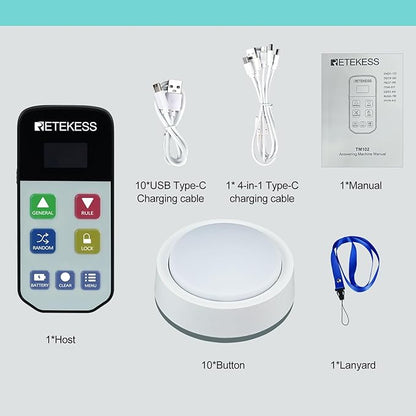 Retekess TM102 Wireless Buzzers for Classroom 10 Players Family Feud Buzzers Large Buttons Show Who Buzzed First Quiz Bowl Answer Buzzers for Game Night School