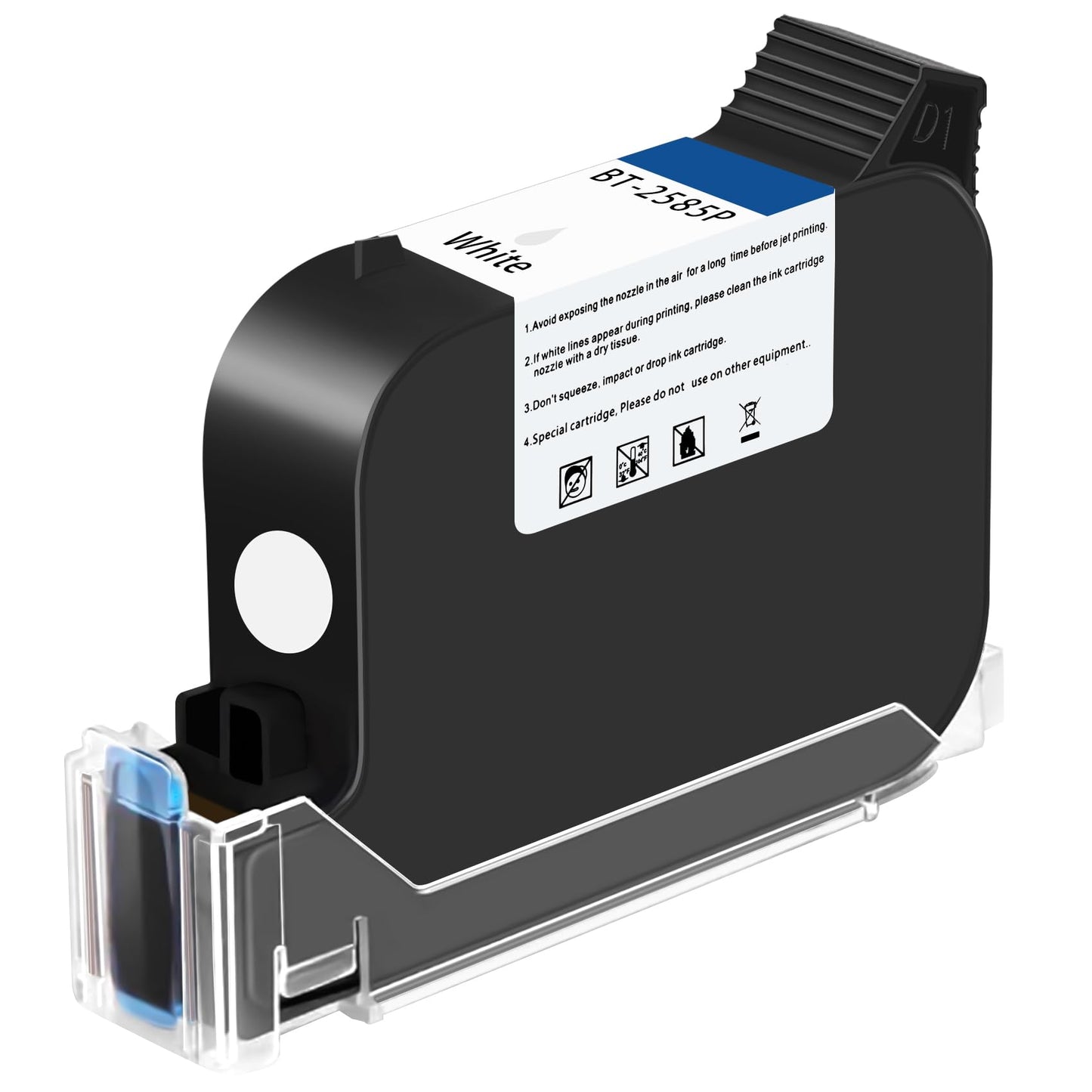 OLYBSJET Original Solvent Quick Dry Ink Cartridge for Handheld Inkjet Printer BT-HH6105B2, BT-HH6105B3 & B10 (White)