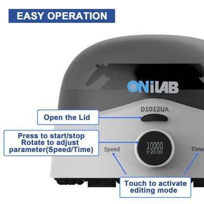 ONiLAB Scientific Mini Centrifuge 10000RPM, Lab Benchtop Centrifuge with 2-in-1 Rotor for 12 x 0.5/1.5/2.0ml and 0.2mL×32 PCR Strips or 44 x 0.2 ml PCR Tubes,Timer 10s-20min,Low Noise≤58dB, 100-240V