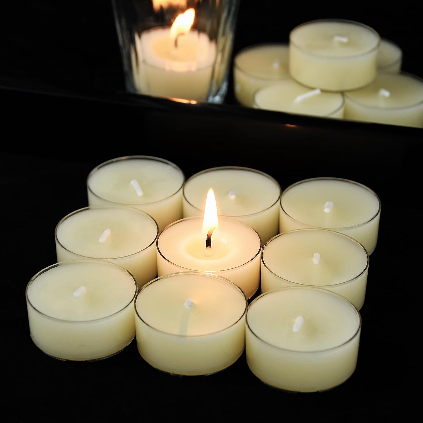 JONERAY 16 Packs Natural Beeswax Tealight Candles,4 Hour Extended Burn Time,Dripless & Smokeless Beeswax Candles (Ivory)