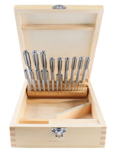 Accusize Industrial Tools 1-13 mm by 0.5 mm High-speed Steel Chucking Reamer Set in a Fitted Case, Set of 25 Pieces, 5500-SB00