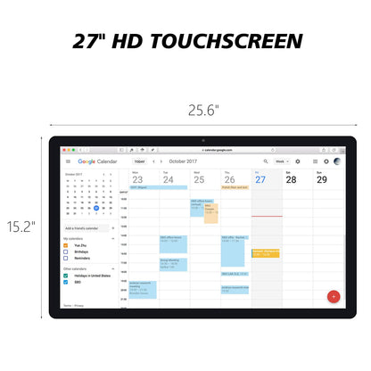 TouchWo 27 inches Touchscreen Digital Calendar & Wall Planners, Smart Whiteboard Calendar for Chore Chart & Work Schedule, Built in Speakers and Camera, Include Wall Mount & Desk Stand