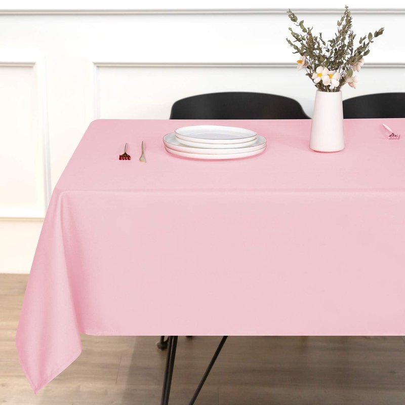 sancua Rectangle Tablecloth - 54 x 120 Inch - Stain and Wrinkle Resistant Washable Polyester Table Cloth, Decorative Fabric Table Cover for Dining Tables, Buffet Parties and Camping, Pink