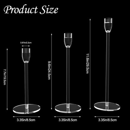 2 Sets Candlestick Holders 3 Piece Set Taper Candle Holder with Different Heights Ideal for Table Decor Party Home Decoration Fits 0.87" LED Stick Candles