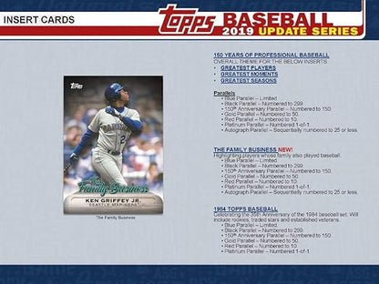 2019 Topps Update Baseball Blaster Box (7 Packs/14 Cards: 1 Hit 5 Inserts)
