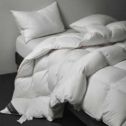 Royoliving Luxurious Down Duvet Insert Feather Queen Size All Season White 100% Organic Cotton Cover Full Szie Down with Corner Tabs (90x90, 50 oz)