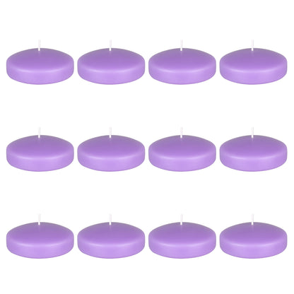 Mega Candles 12 pcs Unscented Lavender Floating Candles, Hand Poured Wax Candle 3 Inch Diameter, Home Décor, Wedding Receptions, Occasions, Festivities, Events, Meditations, Tranquility, Spa