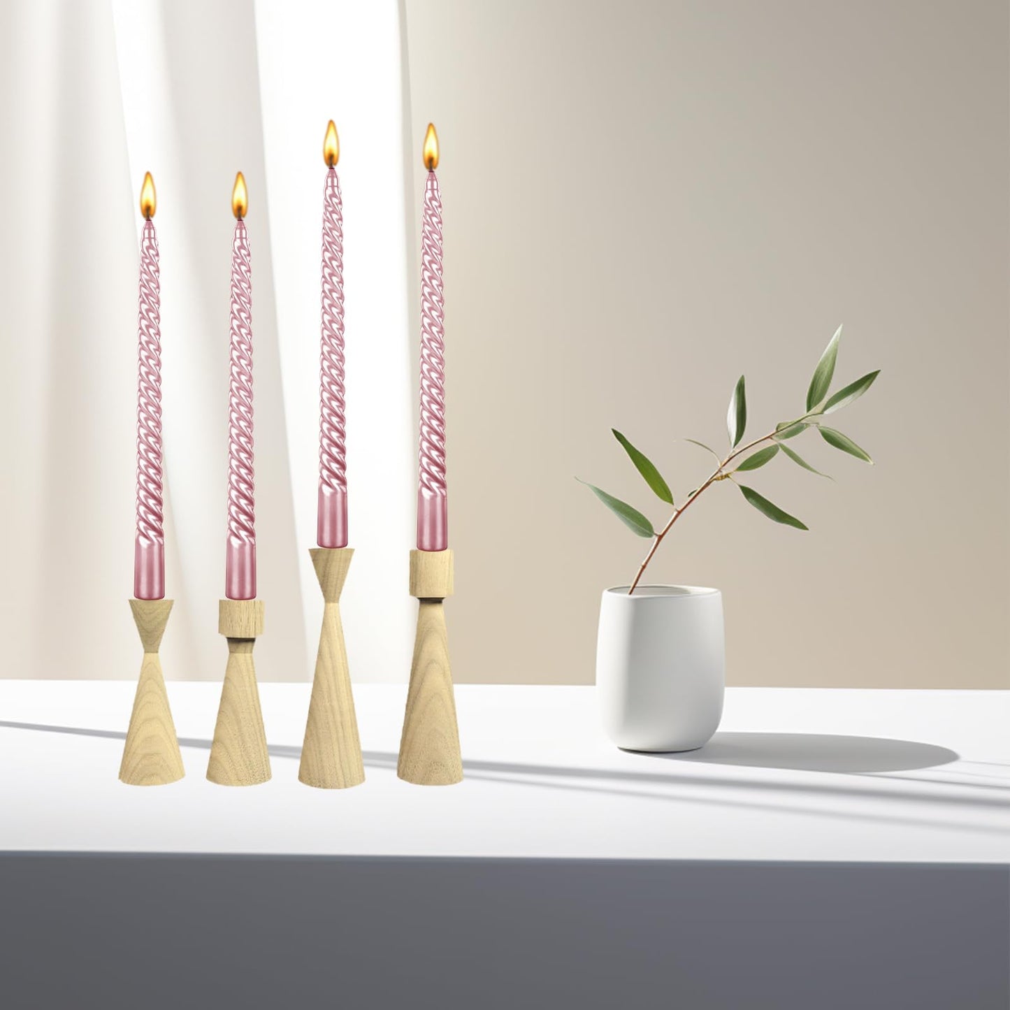 Kemladio 8 pcs 10 inch Taper Candles,Burning Unscented Tapered 7.5 hrs,Fancy Dinner,Tall Candle Sticks, Halloween Party Decorations (8pcs, Pink)