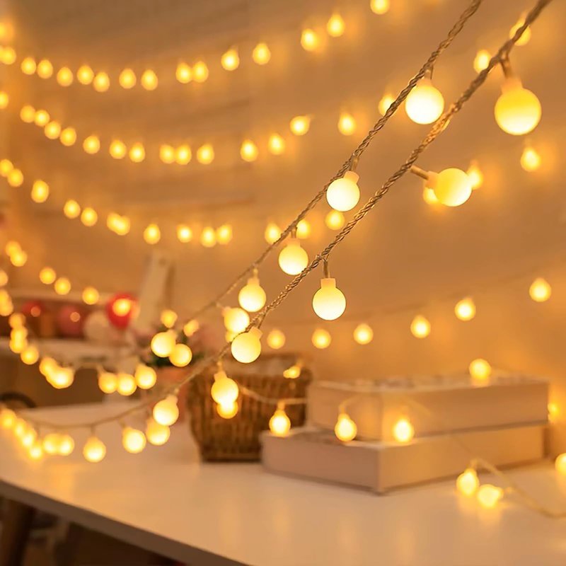 AUAUY String Lights, 40 LED 19.6FT String Lights Battery Operated 2 Modes, Christmas Lights Bedroom, Waterproof Outdoor Lights for Indoor Outdoor Wedding Party New Year Garden Decorations(Warm White)