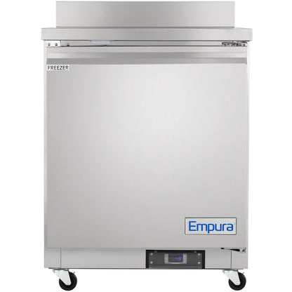 EMPURA 28" Undercounter Reach-in Freezer with One-Swing Solid Door | Work-Top Refrigerator Fridge for Cafeteria Diner | 5.4 Cu. Ft. | 27.8"W x 29.9"D x 35.5"H, Stainless Steel Exterior, 115V, NSF